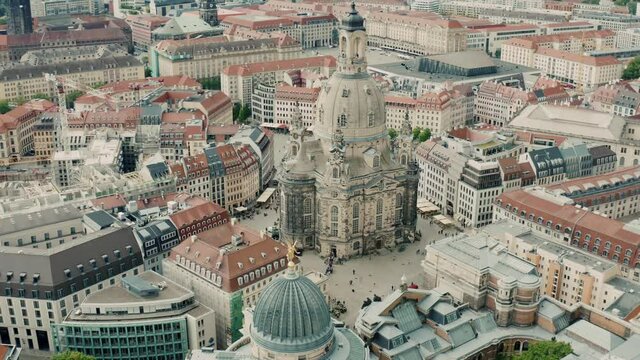 Top panoramic view over the city centre of Dresden in Saxony, Germany
