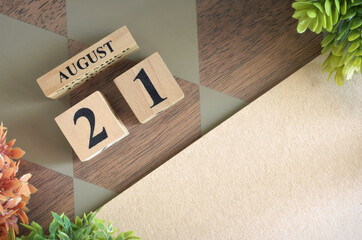 August 21, Number cube design in natural concept.