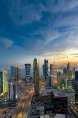 Aerial View of west bay area Doha City. Doha Buildings
