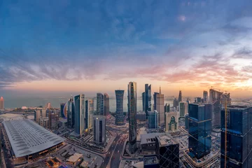Fotobehang Aerial View of west bay area Doha City. Doha Buildings © hasan