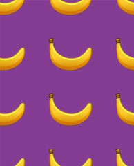 Bananas seamless pattern on purple background. Print for textile, decor, site.