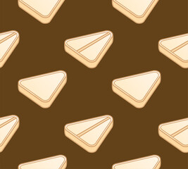 Flat style triangle beige pills seamless pattern on brown background