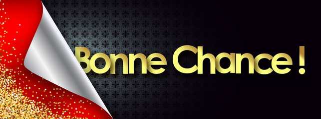 bonne chance in black background and golden stars