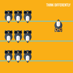Think differently - Being different, standing out from the crowd -The graphic of owl also represents the concept of individuality , confidence, uniqueness, innovation, creativity.
