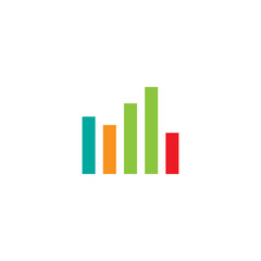 colorful graph. sales fall diagram. Isolated on white. Flat icon.