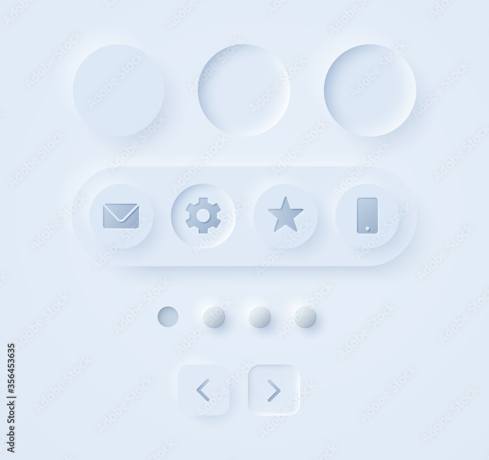 Leinwandbilder soft style button collection for ui interface mockup. trending vector design ux element. neumorphism