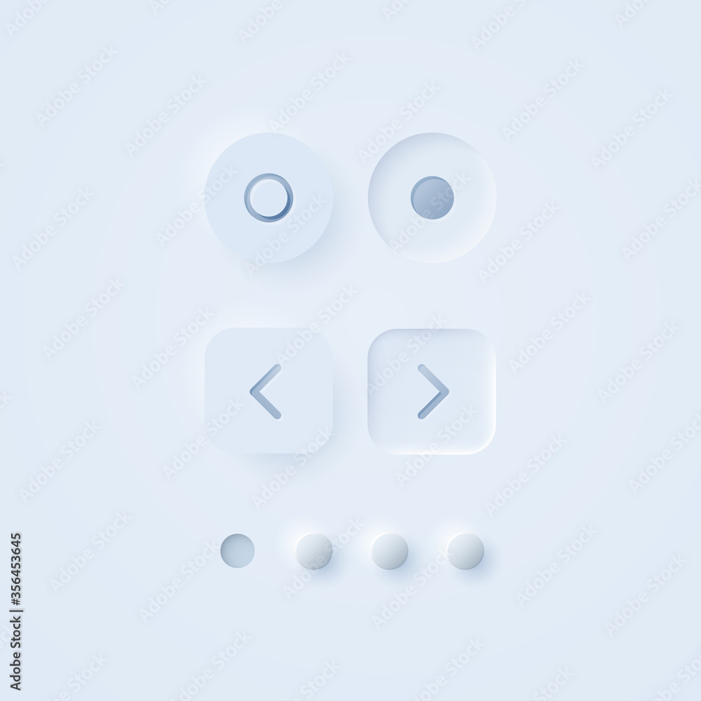 Fototapete soft style button collection for ui interface mockup. trending vector design ux element. neumorphism