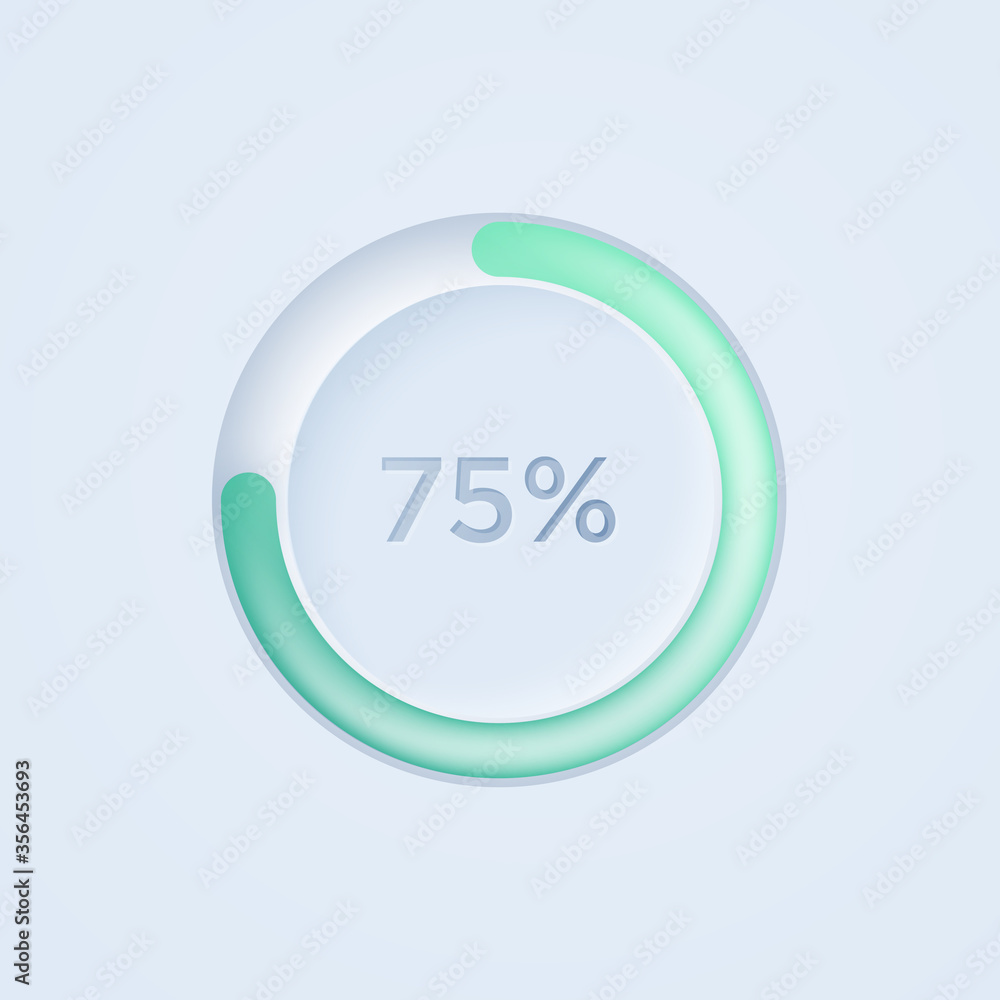 Fototapete soft style circular counter for ui interface mockup. trending vector design ux element. neumorphism 