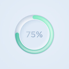 Soft style circular counter for UI interface mockup. Trending Vector design UX element. Neumorphism illustration.