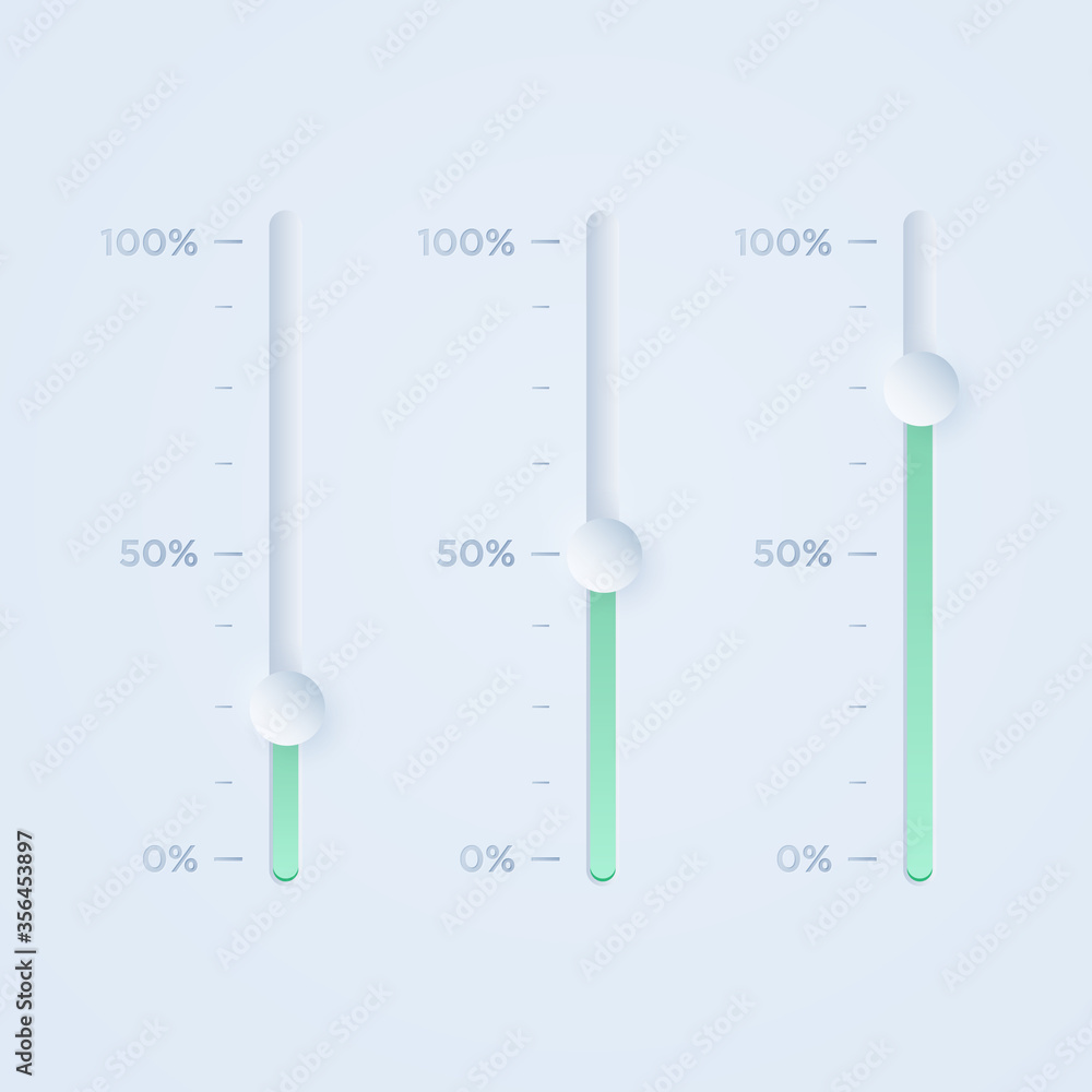 Fototapete soft style sliders for ui interface mockup. trending vector design ux element. neumorphism volume ba