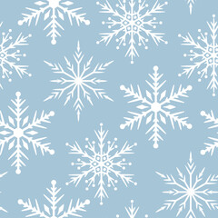 Fototapeta na wymiar Merry Christmas snowflake seamless pattern. Festive winter holiday background. Vector isolated magic star texture for wrapping paper.