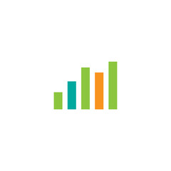 colorful graph. sales growth diagram. Isolated on white. Flat icon.