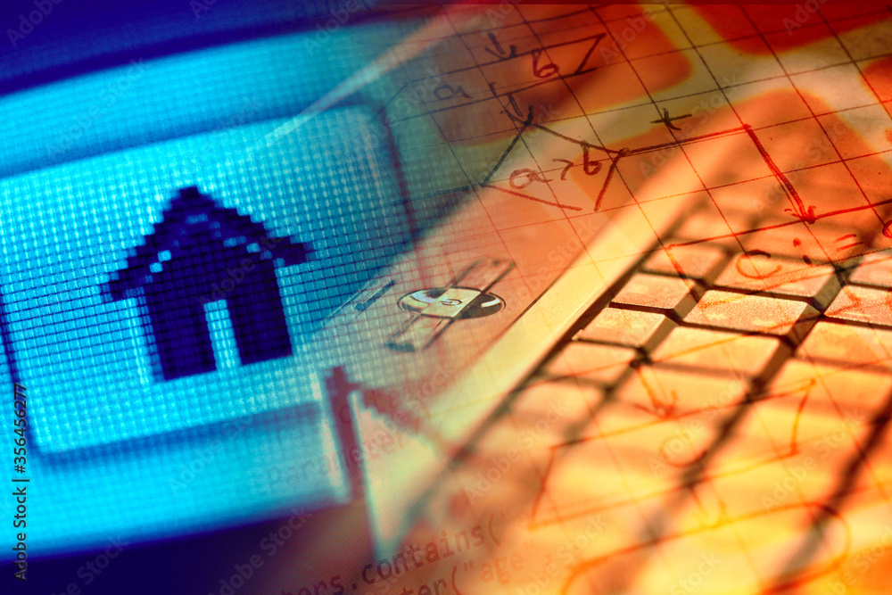 Poster house icon and cursor. macro image.