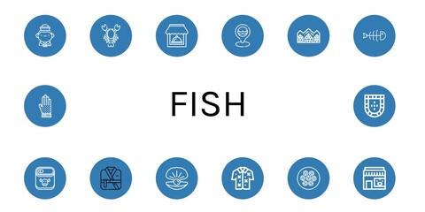 fish simple icons set