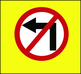 Illustration of traffic sign to represent 'NO LEFT TURN'