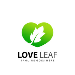 Abstract Gradient Eco Love Leaf Logo Design Vector Illustration