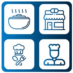 recipe simple icons set