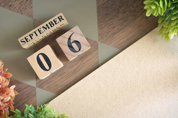 September 6, Number cube design in natural concept.