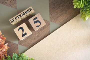 September 25, Number cube design in natural concept.