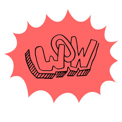Comic lettering wow.Vector illustration. Wow Comic Speech Bubble, Cartoon. Vector illustration.