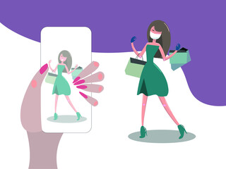 the girl in the store in the means of protection