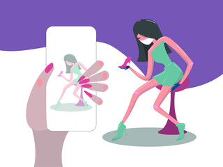 the girl in the store in the means of protection