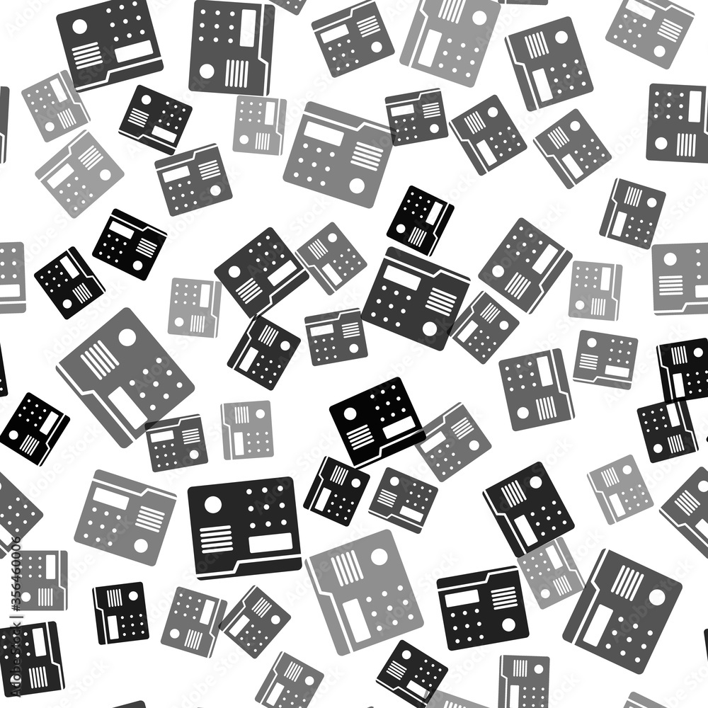 Poster black house intercom system icon isolated seamless pattern on white background. vector illustration.