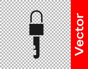 Black Locked key icon isolated on transparent background. Vector Illustration.