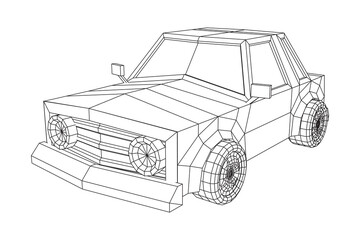 Fototapeta premium Car sedan city vehicle personal transport. Automobile for transportation auto. Wireframe low poly mesh vector illustration.