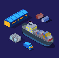 Obraz premium The night smart city 3D future neon ultraviolet