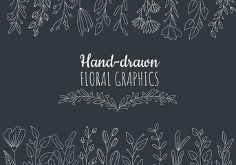 Set of Rustic Vintage Hand drawn florals and laurels. Can be used for wedding invitations, scrapbooking, wrapping.