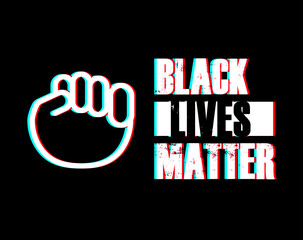 Black Lives Matter Glitch Style Illustration with Strong Fist