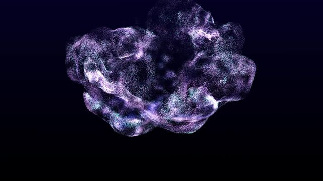 Liquid glowing multicolor neon dust. Fluid animation. Slow-motion of collision isolated on black background