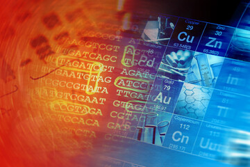 Periodic table of elements. Selective focus.