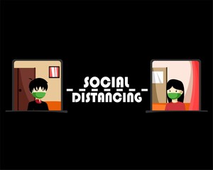 Social distancing concept. Self-quarantine concept. Avoid physical contact to protect from COVID-19 coronavirus. Stay at home awareness. Illustration vector