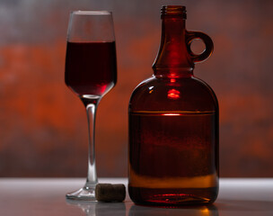 Red wine served in an elegant wineglass