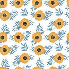 Seamless floral patterns, spring summer backdrop. Hand drawn surface pattern