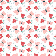 Seamless floral patterns, spring summer backdrop. Hand drawn surface pattern