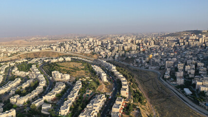 Security Wall divide Israel and Palestine- Aerial view