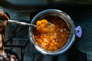 apricot prepared to make jam