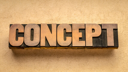 concept word abstract in vintage letterpress wood type against textured handmade paper
