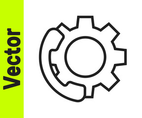 Black line Telephone 24 hours support icon isolated on white background. All-day customer support call-center. Full time call services. Vector Illustration.