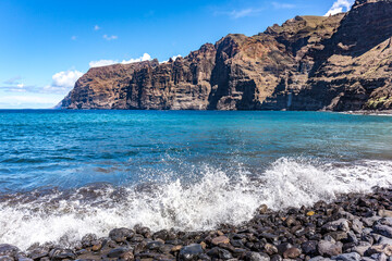 Cliffs and beach on the Atlantic Ocean, Canary Islands, Spain - 356465664