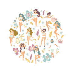 Fototapeta premium 8 march. International Women's Day. Vector template with women