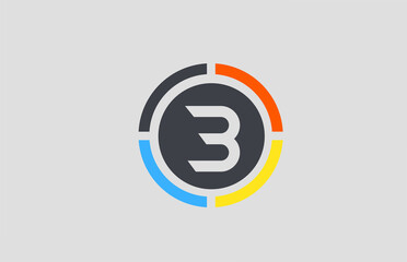 yellow orange blue B alphabet letter logo for company with circle design