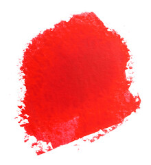 acrylic red brush stroke. Isolated on white.