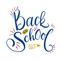 Back to school hand written lettering. Vector illustration.