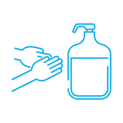 hands washing with antibacterial soap line style icon