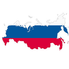 Russia map on white background with clipping path