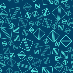 Green line Sewing Pattern icon isolated seamless pattern on blue background. Markings for sewing. Vector Illustration.